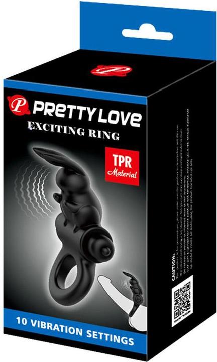 Actual product image Pretty Love - Exciting Rabbit Vibrator Ring 10 Vibrations Black (2.40 cm)
