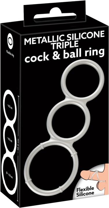 Actual product image You2Toys Metallic Silicone Triple cock and ball ring (3.80 cm)