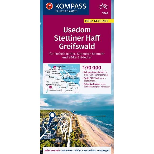 Kompass Fahrradkarte 3349 Usedom, Stett (40675406)