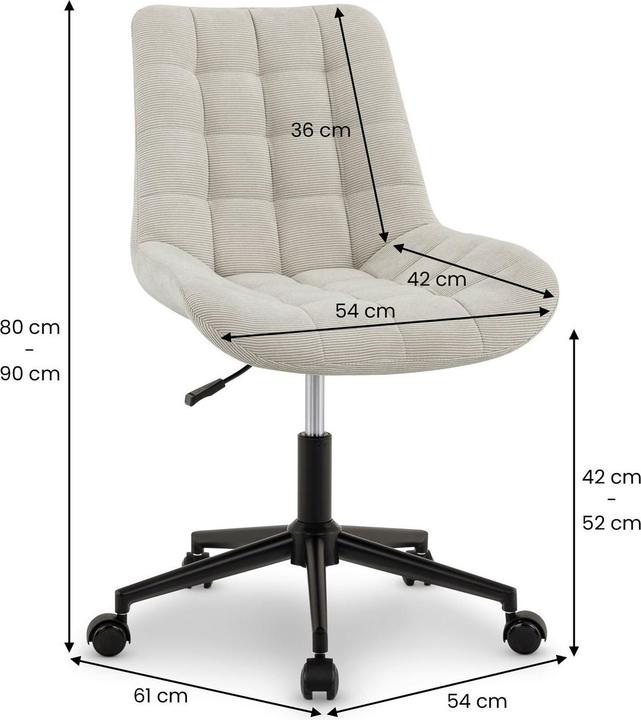 Immagine prodotto IDIMEX Drehstuhl mit Stoffbezug VASILO (42 - 52 cm)