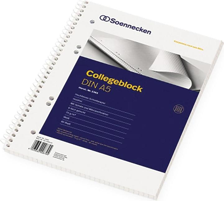 Actual product image Soennecken College notebook Paper size: DIN A5 Ruling style: squared (A5, Checked)