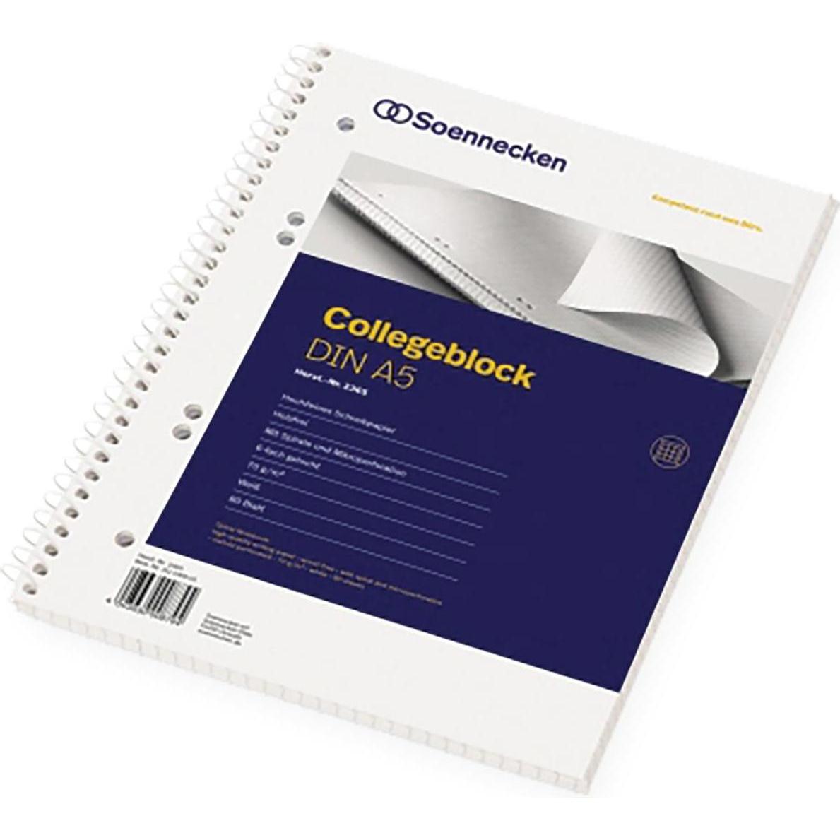 Soennecken, Heft + Block, Collegeblock Papierformat: DIN A5 Ausführung der Lineatur: kariert (A5, Kariert)