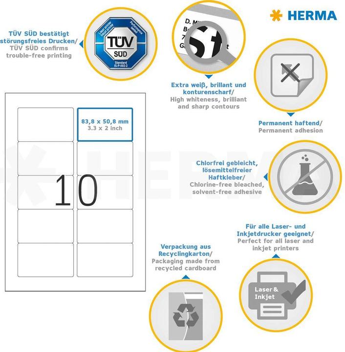 Produktbild HERMA Universal Etiketten A4