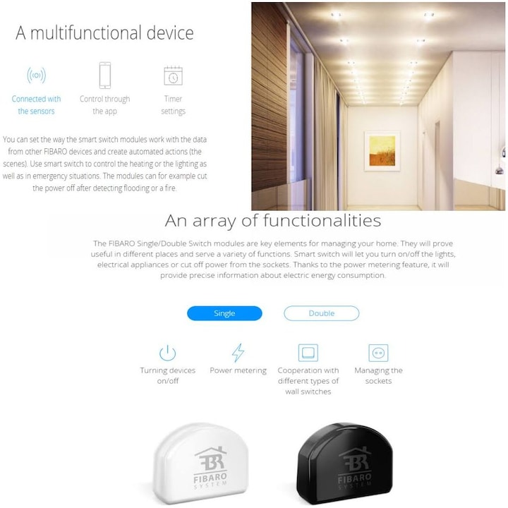 Produktbild Fibaro Relais Unterputzeinsatz 2 Schalter (Schaltaktor)