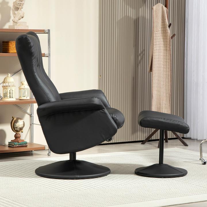 Produktbild Homcom Relaxsessel mit Hocker Kunstleder Schwarz