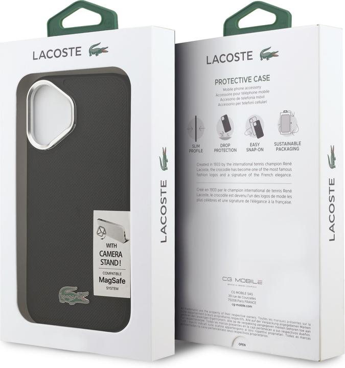 Image du produit Lacoste Coque Iconique Petit Piqué MagSafe avec support en métal sur la caméra (Apple iPhone 17)