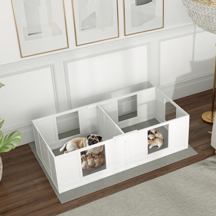 Immagine prodotto PawHut Wurfkiste für Welpen Kiefernholz, MDF Weiss (Cuccia per cani)