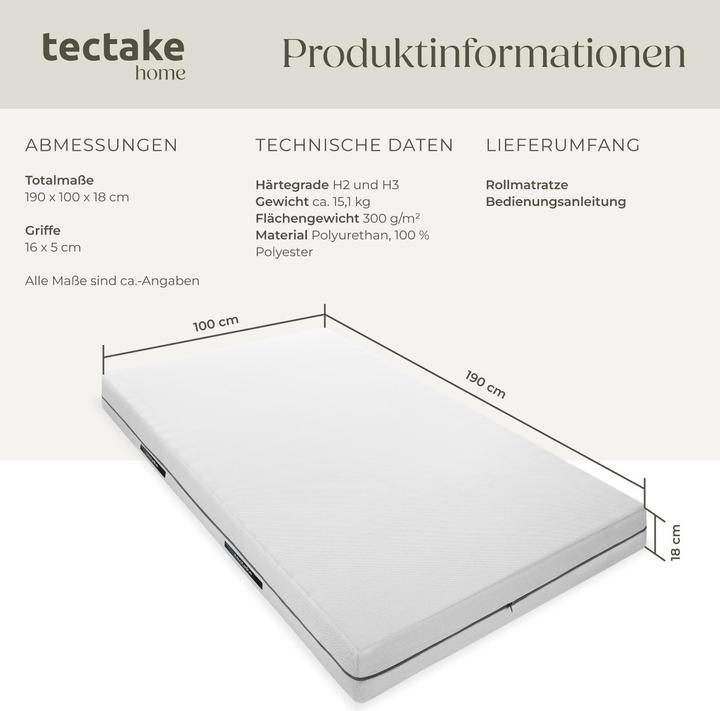 Produktbild tectake Sky (100 x 190 cm, Schaumstoffkern)