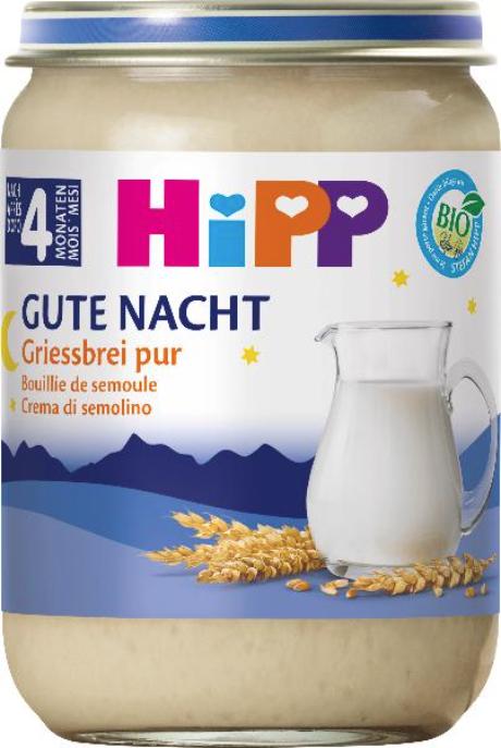 Produktbild Hipp Bio Gute Nacht Griessbrei pur (190g) (190 g)