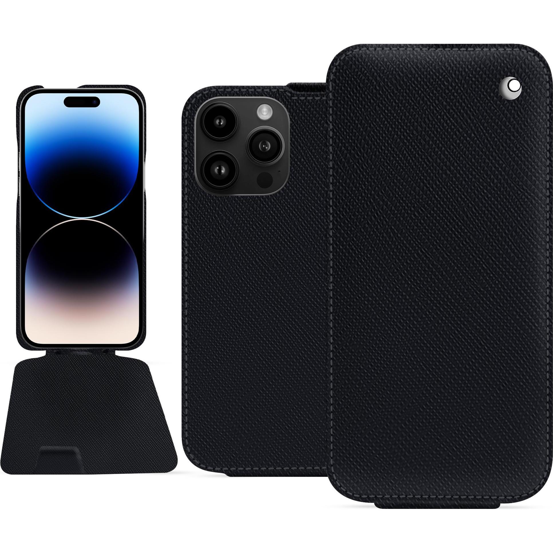 Thumbnail - Noreve Lederschutzhülle vertikal (Apple iPhone 15 Pro Max), Smartphone Hülle, Schwarz