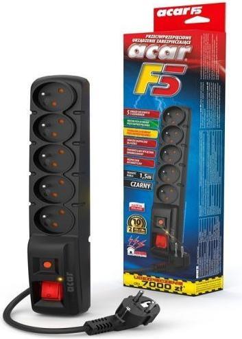 Actual product image Acar F5 Extension Cable 5 AC Outputs Indoor (1.50 m, CEE 7/5)