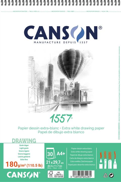 Canson Papier pour esquisses (A4, Blanc, Couverture souple)