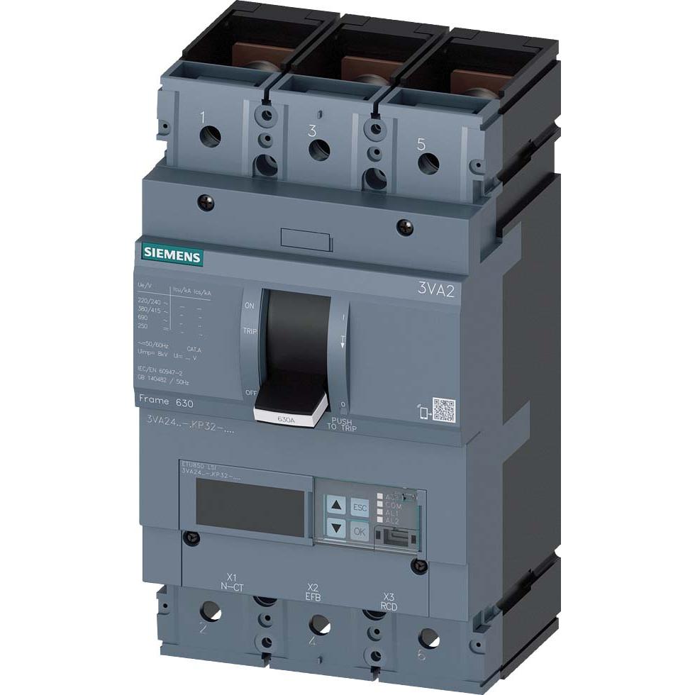 Siemens, Schutzschalter, Leistungsschalter 630A 3p 160-630A/In 3VA2463-0KP32-0AA0