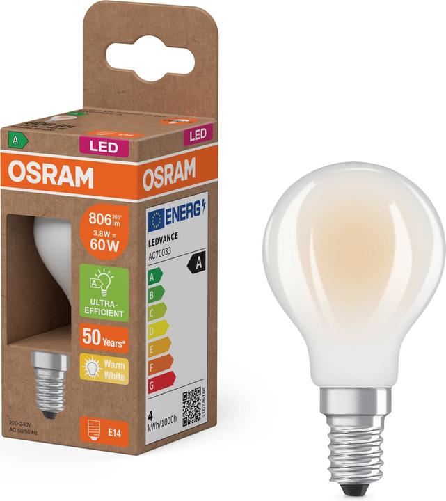 Produktbild Osram 4099854255816 LED EEK A - G E14 Tropfenform 3.8 W 60 Warmweiss O x H 45 mm (E14)
