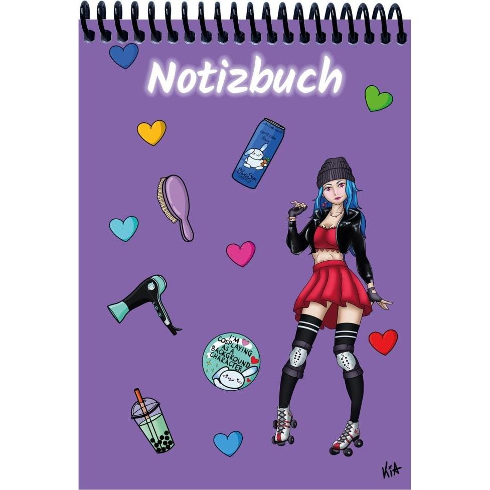 E & Z, Heft + Block, A 5 Notizbuch Manga Enora, lila, karier (A5, Kariert)