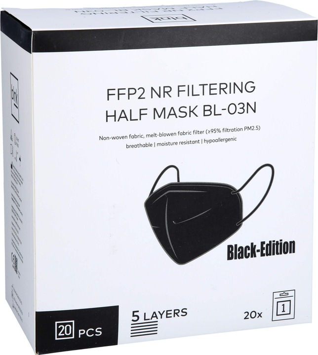 Immagine prodotto blnk Maschera igienica da 20 pezzi ** nero (FFP2, 20 x)