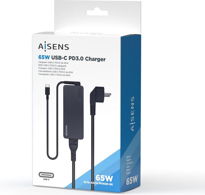 Produktbild Aisens CARGADOR 65W PD3.0 1XUSB-C 1.8M NEGRO (65 W)