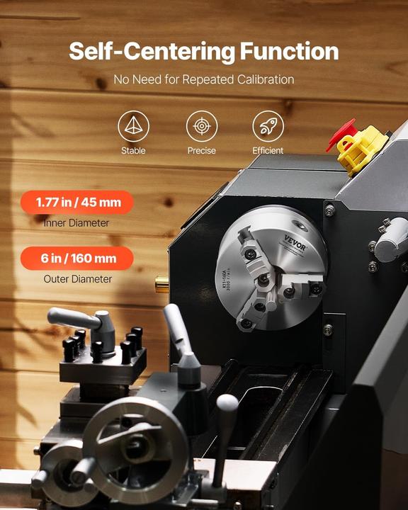 Actual product image Vevor Self-Centering Lathe Chuck