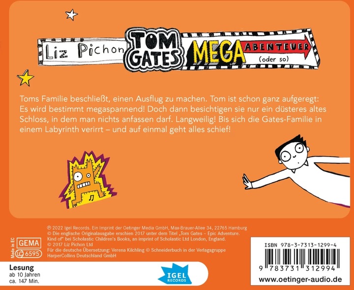 Produktbild Tom Gates - Mega-Abenteuer (oder so) (Frank Bahrenberg, Liz Pichon, Verena Kilchling, Ralf Kiwit, Deutsch)