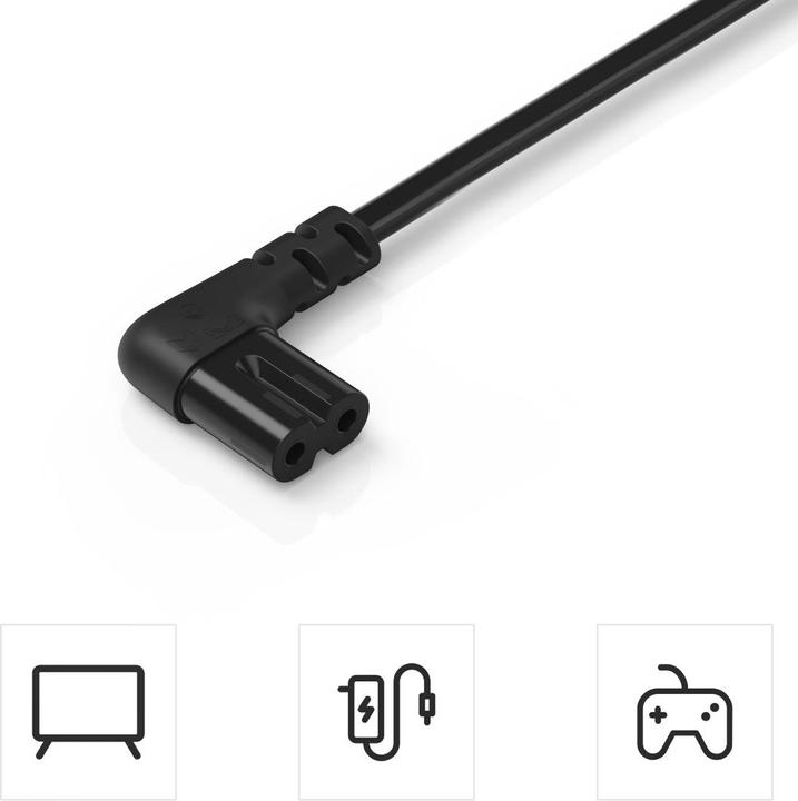 Produktbild Hama Netzkabel, beidseitig gewinkelt, Euro-Stecker, Doppelnut/C7, 3 m, Schwarz (3 m)