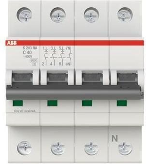 Image du produit ABB S203-C40NA Disjoncteur C-Char.,6kA,40A,3P,+NA
