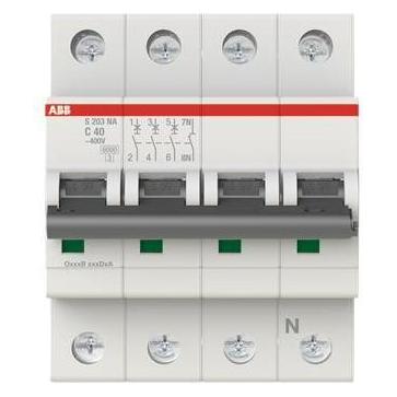 Abb, Fi Stroomonderbreker, S203-C40NA Automatische Stroomonderbreker C-Char., 6kA, 40A, 3P, +Na