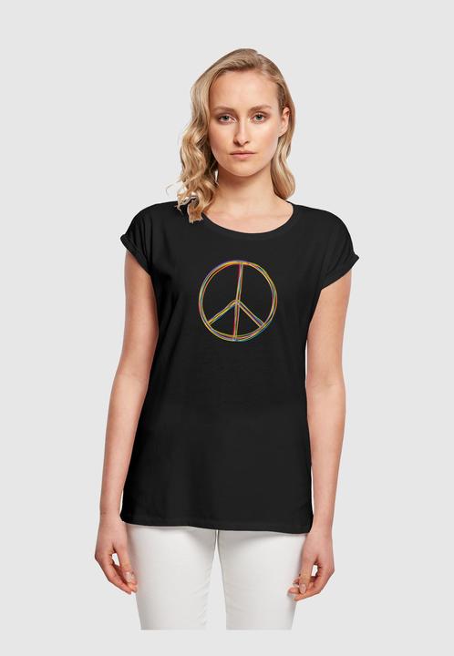 Produktbild Merchcode Peace Multicolor with Ladies Extended Shoulder Tee - 161399 (XS)