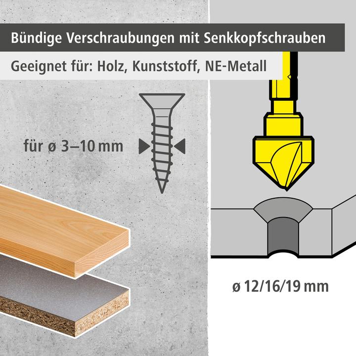 Produktbild wolfcraft 1 Senker-Set WS 3-tlg., ø12,16,19mm (19 mm)