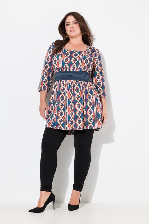 Produktbild Ulla Popken Longshirt, bedruckt, A-Linie, V-Ausschnitt, 3/4-Arm (58)