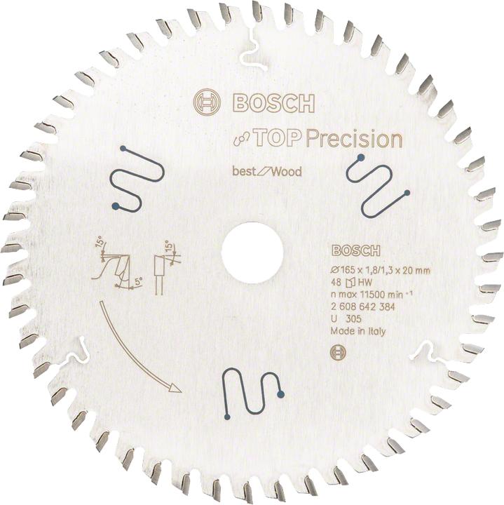 Actual product image Bosch Professional Zubehör Circular saw blade Top Precision Best for Wood, 165 x 20 x 1.8 mm, 48