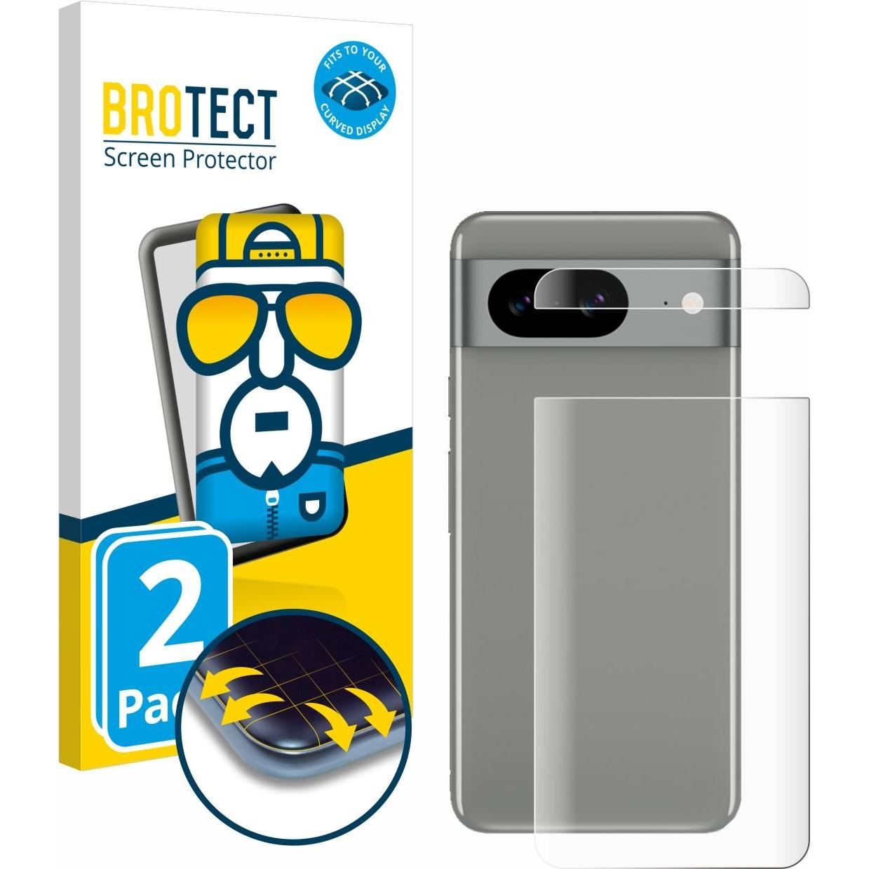 BROTECT Full-Cover Displayschutz (2 Stück, Google Pixel 8), Smartphone Schutzfolie, Transparent