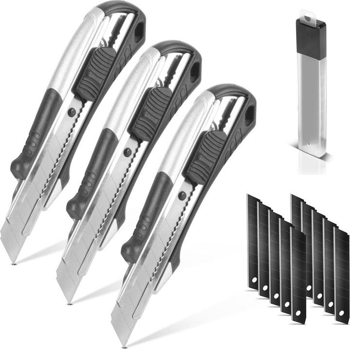 Stahlwerk Premium cutter knife PCM-182 ST set of 3 with 18 mm snap-off blades (Cutters)