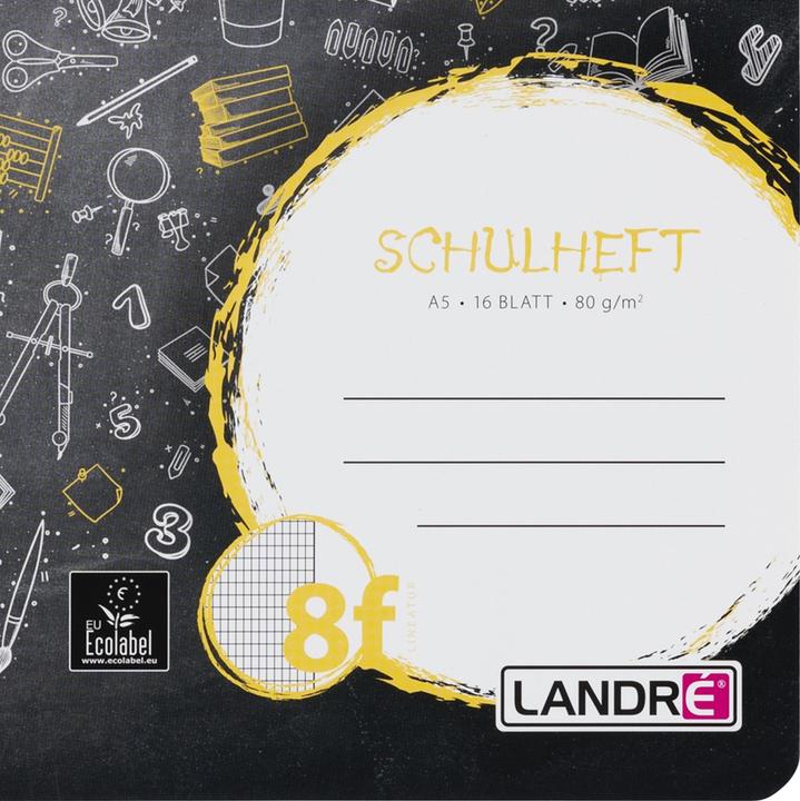 Actual product image Landré A5 2-fold-saddle stitching exercise book (A5, Checked, Hardcover)