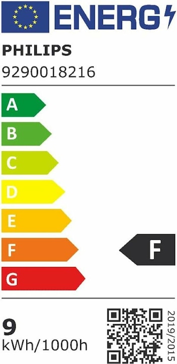 Energie-Label Philips Hue White (E27, 9 W, 806 lm, 4 x, F)