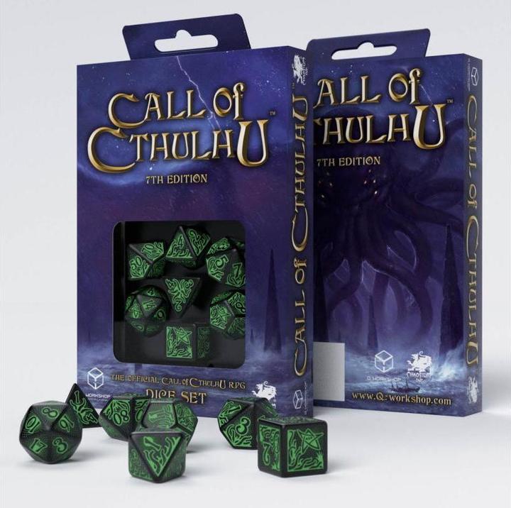 Immagine prodotto Q Workshop SCTH21 - Call of Cthulhu - Set di dadi neri e verdi (7)