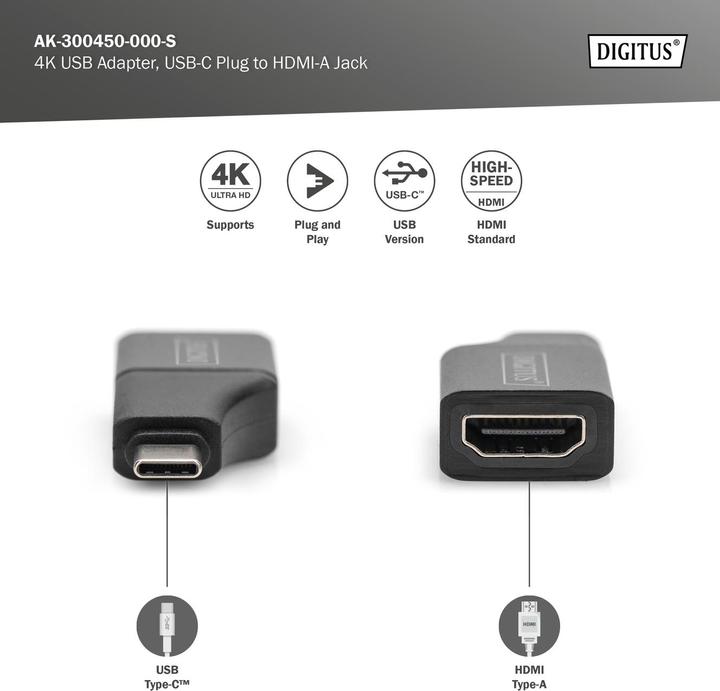 Produktbild Digitus USB C zu (HDMI, 3 cm)