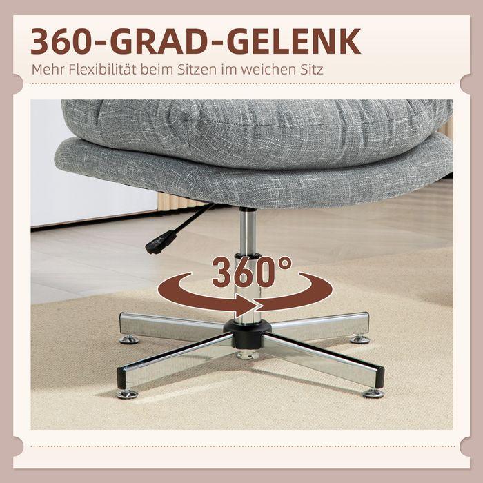 Actual product image Swisshandel24 Bürostuhl, Gepostert Schreibtischstuhl mit Wippfunktion, Leinenoptik, Grau (49 - 59 cm)