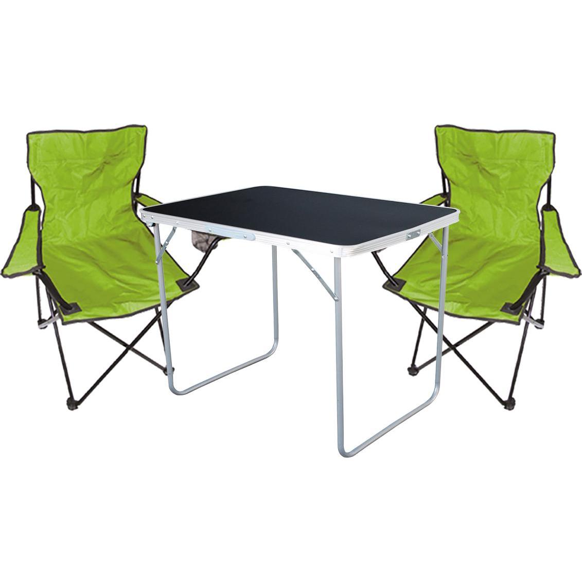 Thumbnail - Mojawo, Gartentisch + Balkontisch, 3-tlg Camping Set Gartenmöbel Campingtisch 2 Campingstuhl Klappstuhl (70 cm)