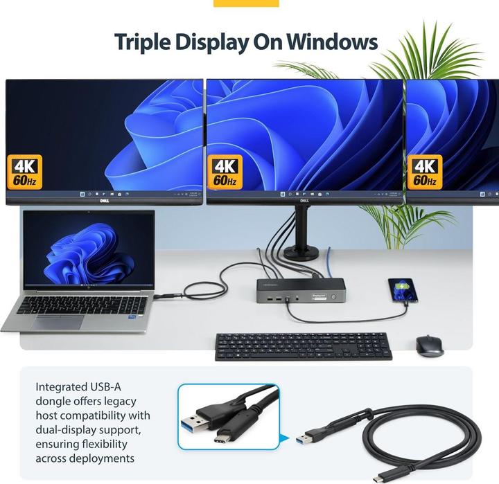 Produktbild StarTech 3x Monitor Docking Station 4k 60hz Hdmi/Displayport Taa (USB-C)