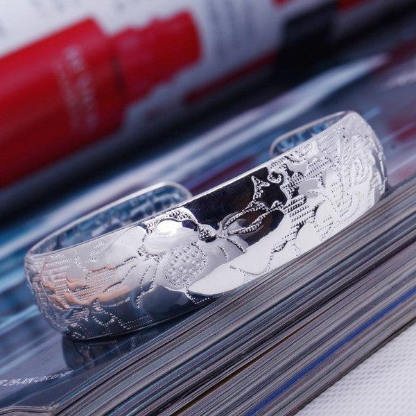 Immagine prodotto Hermex LUSSO Bracciale Bangle Placcato Platino Charms Zirconia - Platino (6 cm, Lega di rame-nichel)