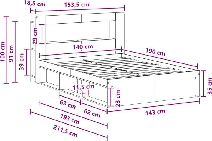 Produktbild vidaXL Bettrahmen (140 x 190 cm)