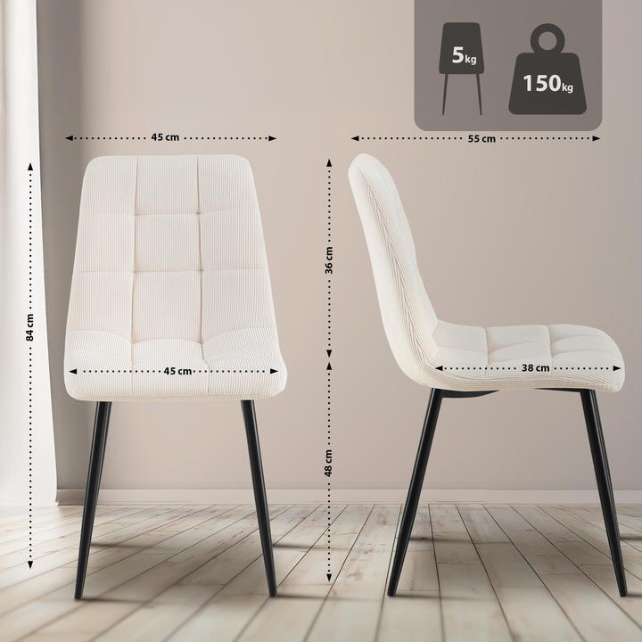 Actual product image CLP 4er Set Esszimmerstuhl Tilde gepolstert mit Rückenlehne bis 150 kg belastbar