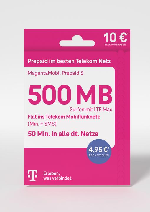Produktbild Telekom Magenta Mobil Prepaid S (500 MB / 30 Tage)