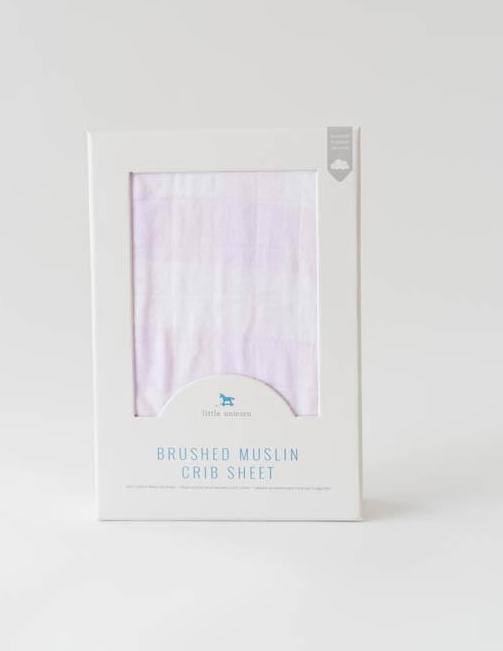 Produktbild little unicorn Brushed Crib Sheets Lilac Plaid (70 x 140 cm)