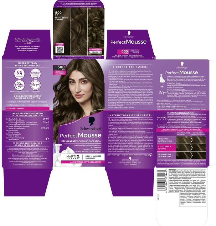 Image du produit Schwarzkopf Perfect Mousse Coloration de mousse (500 brun moyen)