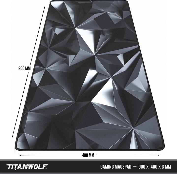 Produktbild Titanwolf Gaming Mauspad, 900 x 400mm XXL Mausmatte, verbessert Präzision & Geschwindigkeit, Black Crystal (XXL)