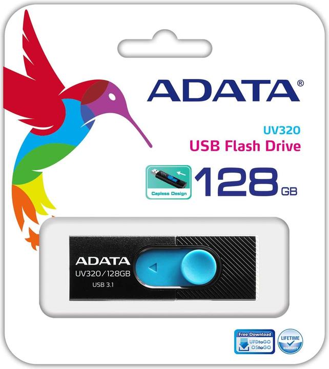 Image du produit Adata Clé USB 3.1 UV320 128GB Noir/Bleu (128 Go, USB-A)
