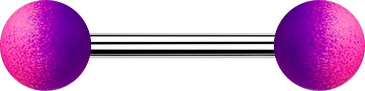 Actual product image Star Piercing Barbell silber mit zwei Kugeln Gummibeschichtet violett und pink (without brass, Surgical steel 316L)