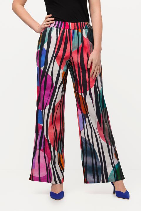 Immagine prodotto Ulla Popken Pantaloni in misto lino con taglio della gamba dritto, nervatura e cintura elastica (54, 56)