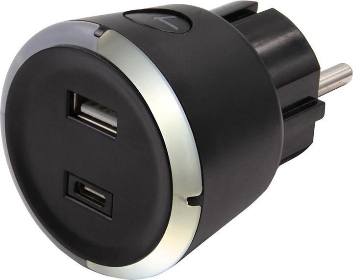 Capidi Minuterie de sécurité USB A+C 1-4 heures 3,4A Noir